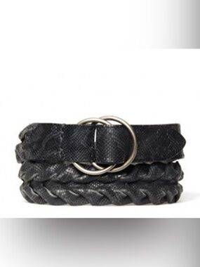 NWT IRO Eunice Braided Black/Bronze Leather Belt Snake Print Sz 80